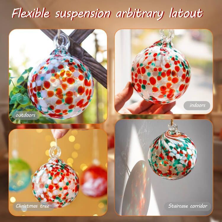 KRISININE 4" Blown Christmas Balls Hanging Glass Gazing Ball for Christmas Garden Patio Window Decoration Gifts for Xmas - Image 5